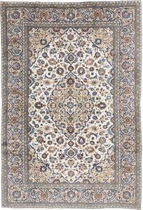 Tappeto Kashan Medaglione Floreale Avorio Blu 198x290 Cm