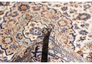 Tappeto Kashan Medaglione Floreale Avorio Blu 198x290 Cm