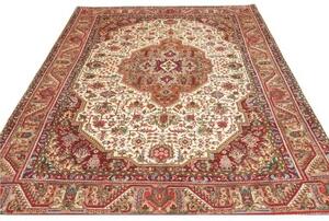 Tappeto Tabriz Stilizzato Avorio Rosso Mattone 198x300 Cm