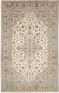 Tappeto Kashan Medaglione Floreale Avorio Blu Cobalto 197x315 Cm