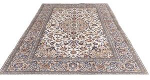 Tappeto Kashan Medaglione Floreale Avorio Blu 198x290 Cm