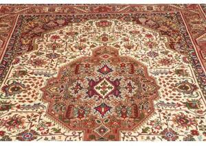 Tappeto Tabriz Stilizzato Avorio Rosso Mattone 198x300 Cm