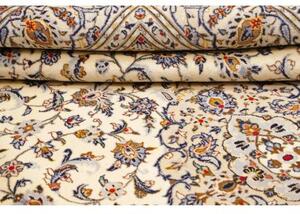 Tappeto Kashan Medaglione Floreale Avorio Blu Cobalto 197x315 Cm