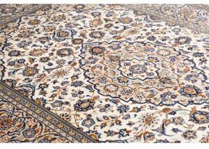 Tappeto Kashan Medaglione Floreale Avorio Blu 198x290 Cm