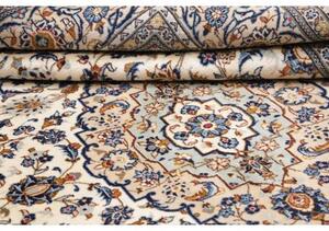 Tappeto Kashan Medaglione Floreale Avorio Blu 198x290 Cm