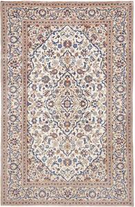 Tappeto Kashan Medaglione Floreale Avorio Blu Cobalto 195x305 Cm