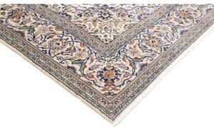Tappeto Kashan Medaglione Floreale Avorio Blu Notte 200x298 Cm