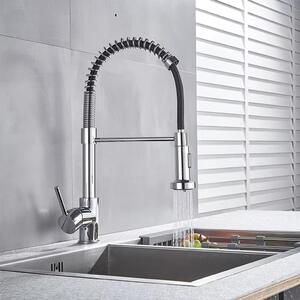 Miscelatore per lavello - Modello 82 - Miscelatore monocomando - Doccetta estraibile - Rotazione a 360° - Acqua calda e fredda - Montaggio monoblocco - Cromato
