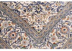 Tappeto Kashan Medaglione Floreale Avorio Blu Notte 200x298 Cm