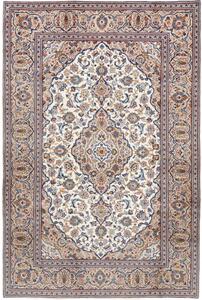 Tappeto Kashan Medaglione Floreale Avorio Blu 200x300 Cm