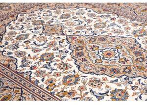 Tappeto Kashan Medaglione Floreale Avorio Blu 200x300 Cm