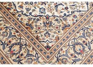 Tappeto Kashan Medaglione Floreale Avorio Blu Cobalto 195x305 Cm