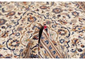 Tappeto Kashan Medaglione Floreale Avorio Blu Cobalto 195x305 Cm
