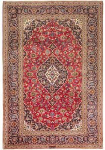 Tappeto Ardakan Medaglione Floreale Rosso Blu Scuro 205x304 Cm