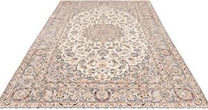Tappeto Kashan Medaglione Floreale Avorio Blu Scuro 200x304 Cm