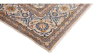 Tappeto Kashan Medaglione Floreale Avorio Blu Cobalto 200x301 Cm