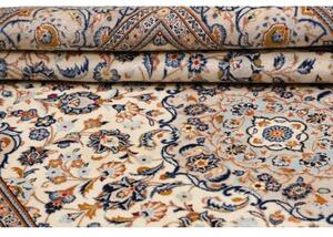 Tappeto Kashan Medaglione Floreale Avorio Blu Cobalto 200x301 Cm