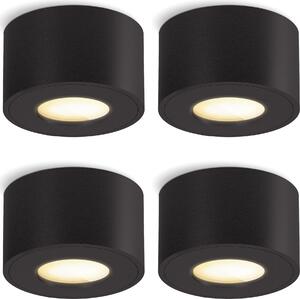 SSC-LUXon Set di 4 faretti da soffitto CELI-1 IP44 "Dimmerabile senza dimmer" nero con LED bianco caldo 4W 230V - 4x luce da parete per bagno