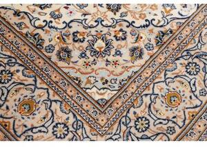 Tappeto Kashan Medaglione Floreale Avorio Blu Cobalto 200x301 Cm