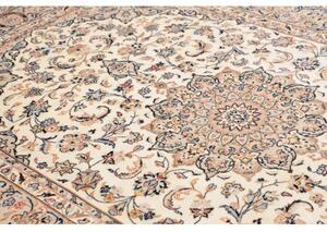Tappeto Kashan Medaglione Floreale Avorio Blu Scuro 200x304 Cm