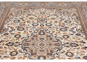 Tappeto Kashan Medaglione Floreale Avorio Blu Cobalto 200x301 Cm