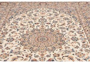 Tappeto Kashan Medaglione Floreale Avorio Blu Scuro 200x304 Cm