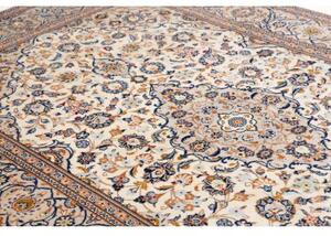 Tappeto Kashan Medaglione Floreale Avorio Blu Cobalto 200x301 Cm