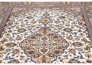 Tappeto Kashan Medaglione Floreale Avorio Blu 200x306 Cm