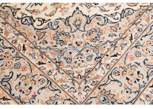 Tappeto Kashan Medaglione Floreale Avorio Blu Scuro 200x304 Cm