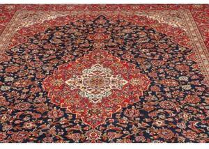Tappeto Kashan Medaglione Floreale Rosso Blu Scuro 250x357 Cm