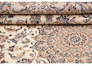 Tappeto Kashan Medaglione Floreale Avorio Blu Scuro 200x304 Cm