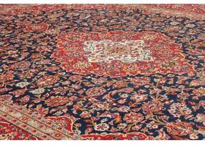 Tappeto Kashan Medaglione Floreale Rosso Blu Scuro 250x357 Cm