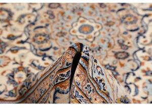 Tappeto Kashan Medaglione Floreale Avorio Blu Cobalto 200x301 Cm