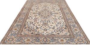 Tappeto Kashan Medaglione Floreale Avorio Blu Cobalto 200x301 Cm