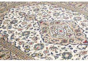 Tappeto Kashan Medaglione Floreale Avorio Blu Cobalto 194x296 Cm