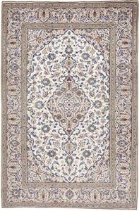 Tappeto Kashan Medaglione Floreale Avorio Blu Cobalto 194x296 Cm
