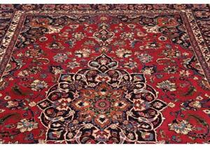 Tappeto Mashad Medaglione Floreale Rosso Blu Scuro 203x322 Cm