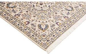 Tappeto Kashan Medaglione Floreale Avorio Blu Scuro 193x300 Cm