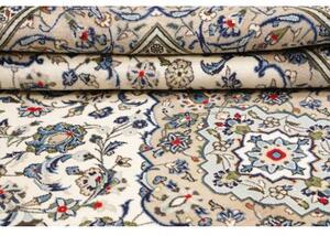 Tappeto Kashan Medaglione Floreale Avorio Blu Cobalto 194x296 Cm