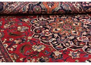 Tappeto Mashad Medaglione Floreale Rosso Blu Scuro 203x322 Cm