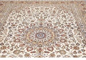 Tappeto Kashan Medaglione Floreale Avorio Rosso 240x348 Cm