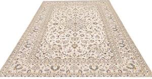 Tappeto Kashan Medaglione Floreale Avorio Blu Scuro 193x300 Cm