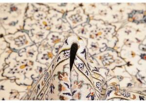 Tappeto Kashan Medaglione Floreale Avorio Blu Scuro 193x300 Cm