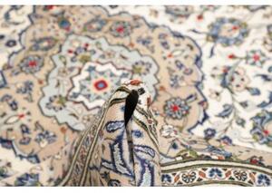 Tappeto Kashan Medaglione Floreale Avorio Blu Cobalto 194x296 Cm