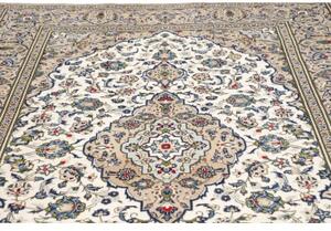 Tappeto Kashan Medaglione Floreale Avorio Blu Cobalto 194x296 Cm