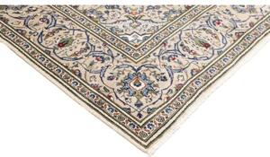 Tappeto Kashan Medaglione Floreale Avorio Blu Cobalto 194x296 Cm