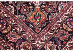 Tappeto Mashad Medaglione Floreale Rosso Blu Scuro 203x322 Cm