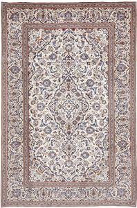 Tappeto Kashan Medaglione Floreale Avorio Blu 200x303 Cm