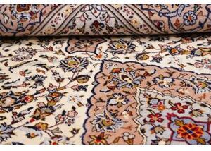 Tappeto Kashan Medaglione Floreale Avorio Rosa Antico 195x315 Cm