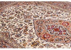 Tappeto Kashan Medaglione Floreale Avorio Rosa Antico 195x315 Cm